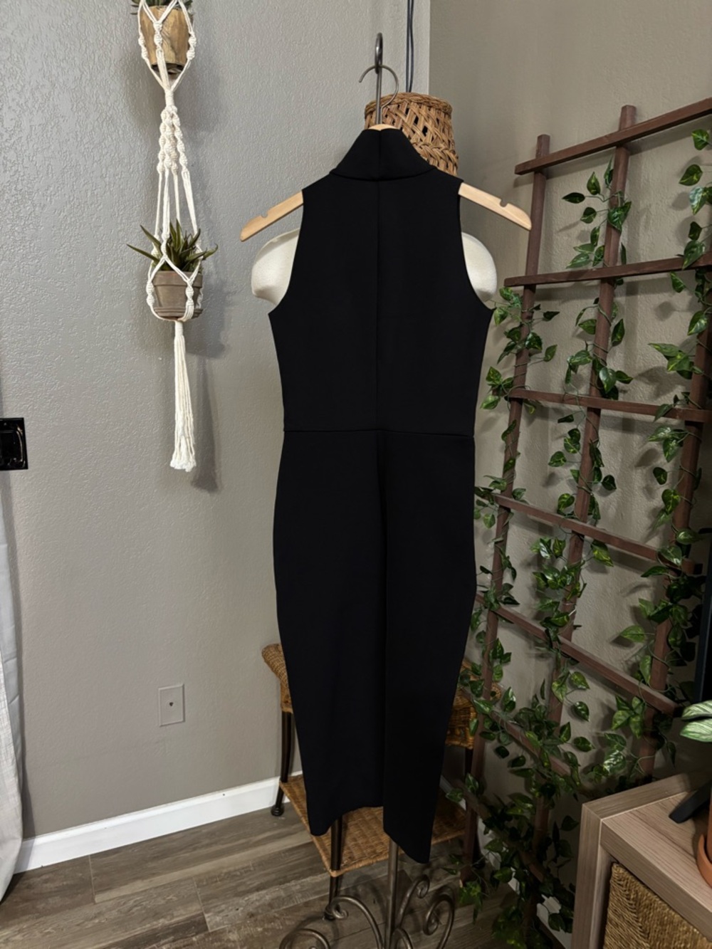 Commando Black Sleeveless Mock-Neck Midi Bodycon Dress - Picture 13 of 15